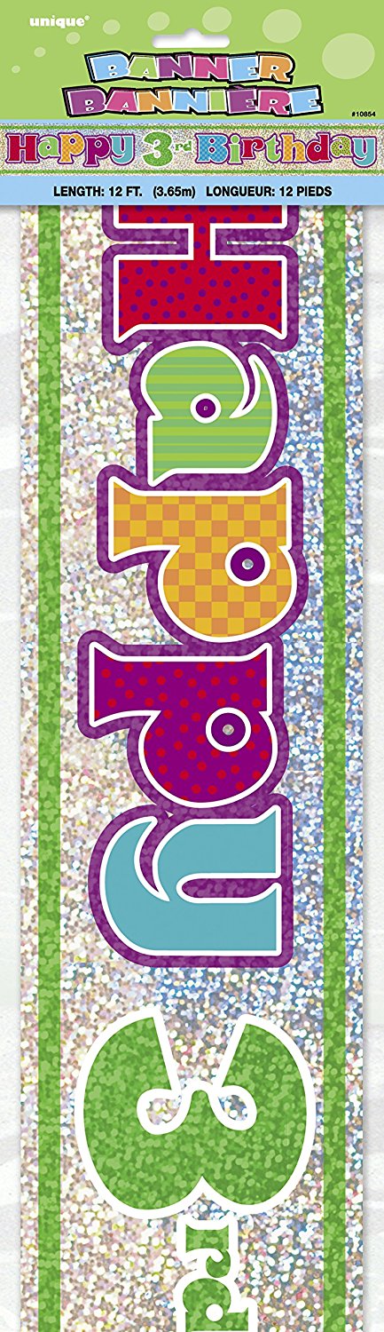 Click to view product details and reviews for Happy 3rd Birthday 12ft Holographic Foil Banner.