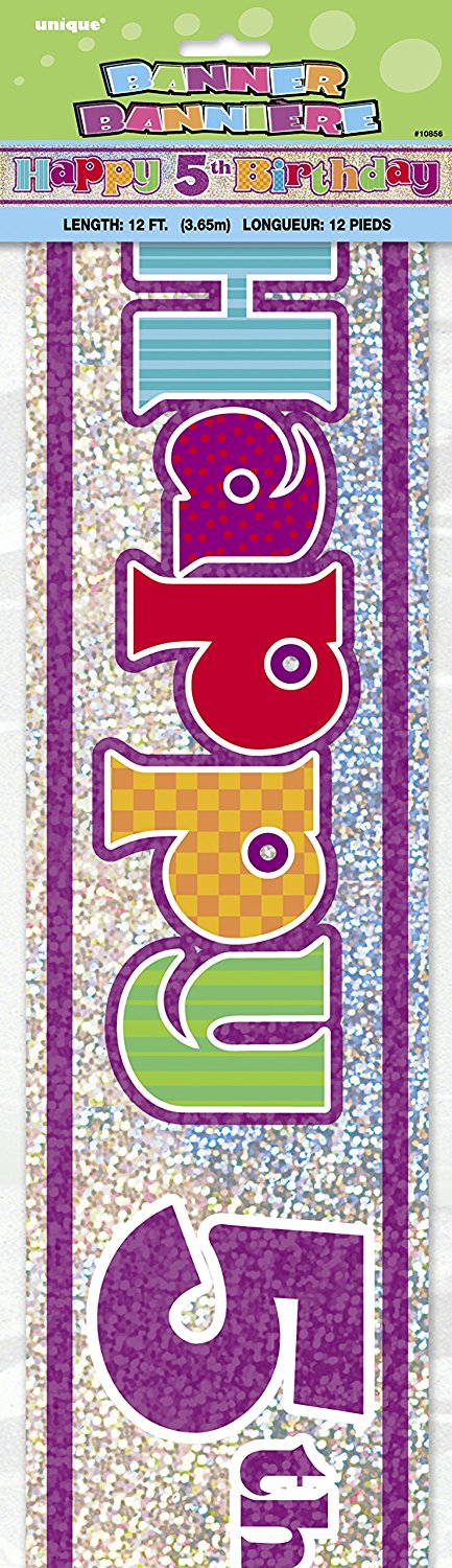 Click to view product details and reviews for Happy 5th Birthday 12ft Holographic Foil Banner.