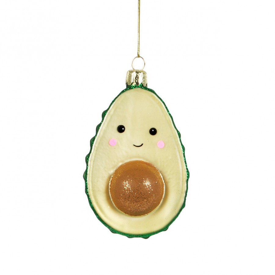 Click to view product details and reviews for Happy Avocado Shimmer Hanging Decoration Bauble.