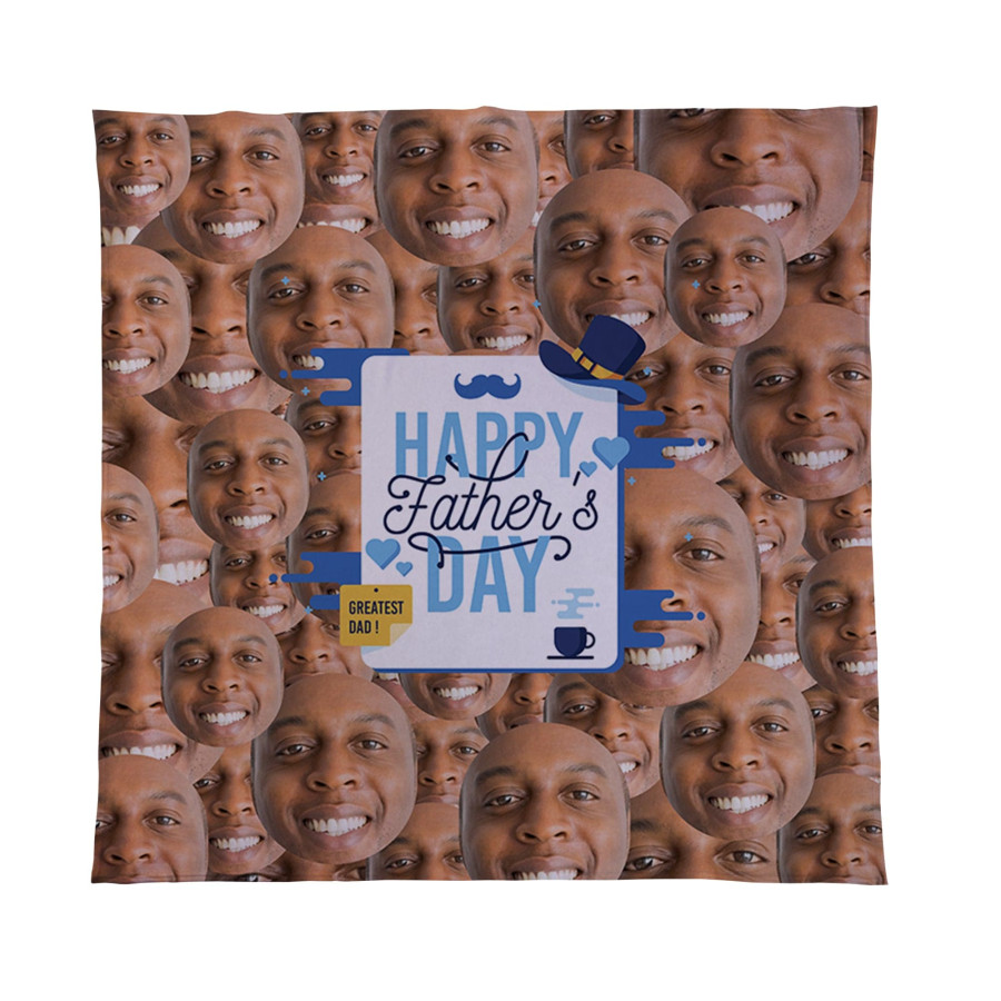 Happy Fathers Day - Face All Over -  Photo Fleece Blanket