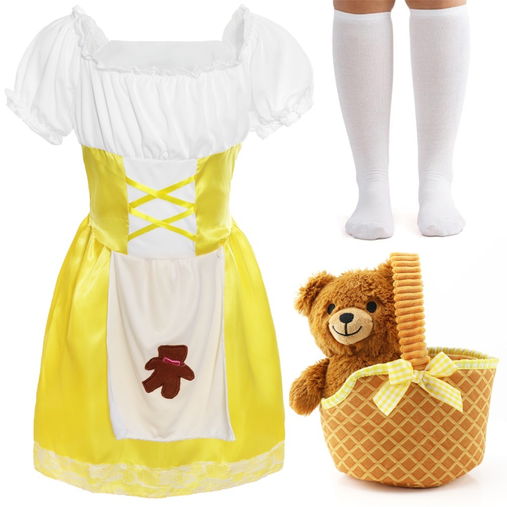 Click to view product details and reviews for Childs Goldilocks Costume 4 Pcs Dress Socks Soft Basket Bear.