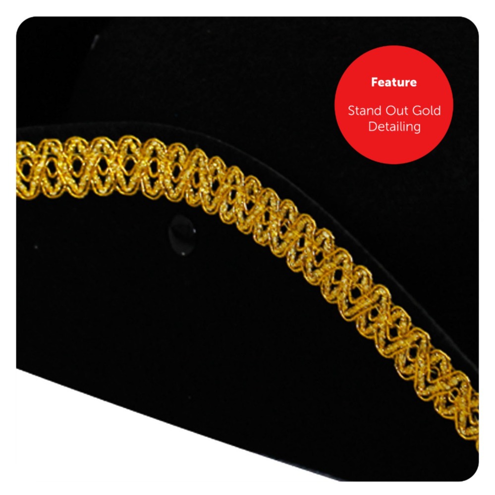 Childs Highway Rodent Accessory Set - Gold Trim Tricorn Hat & Mask