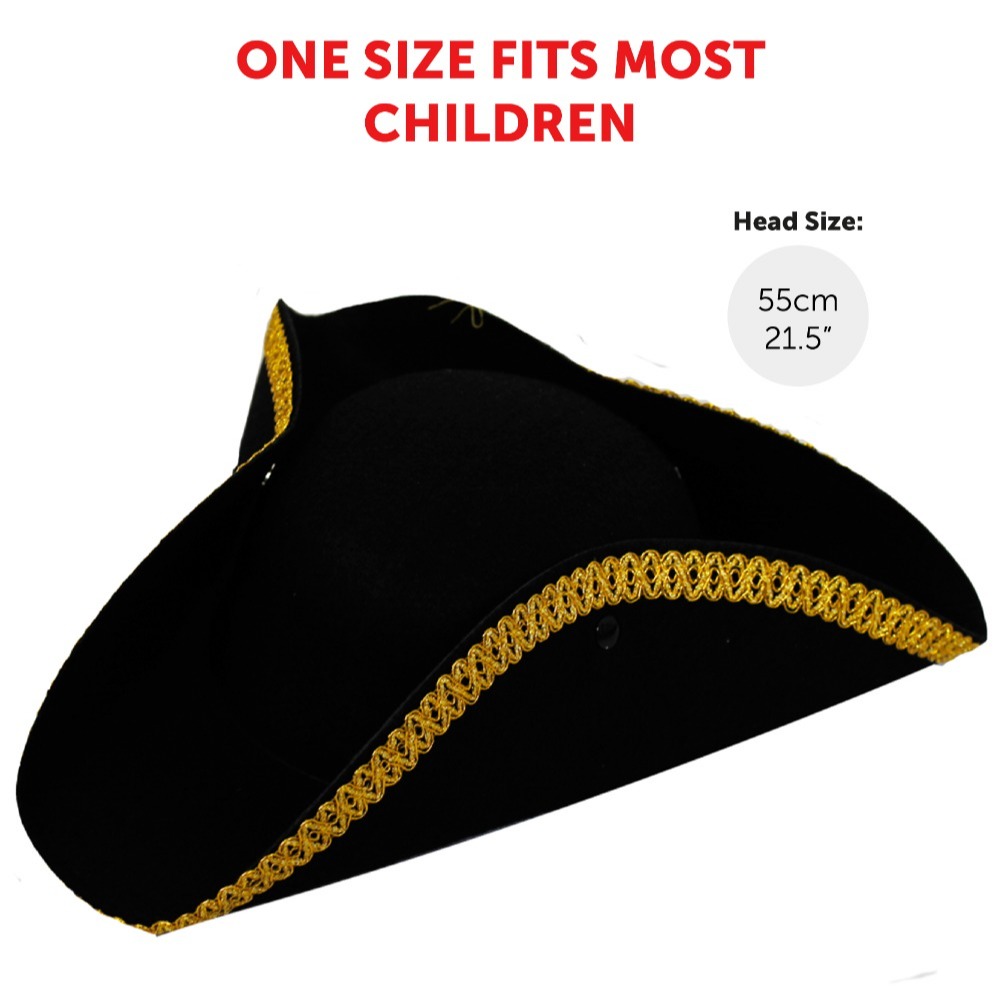 Childs Highway Rodent Accessory Set - Gold Trim Tricorn Hat & Mask