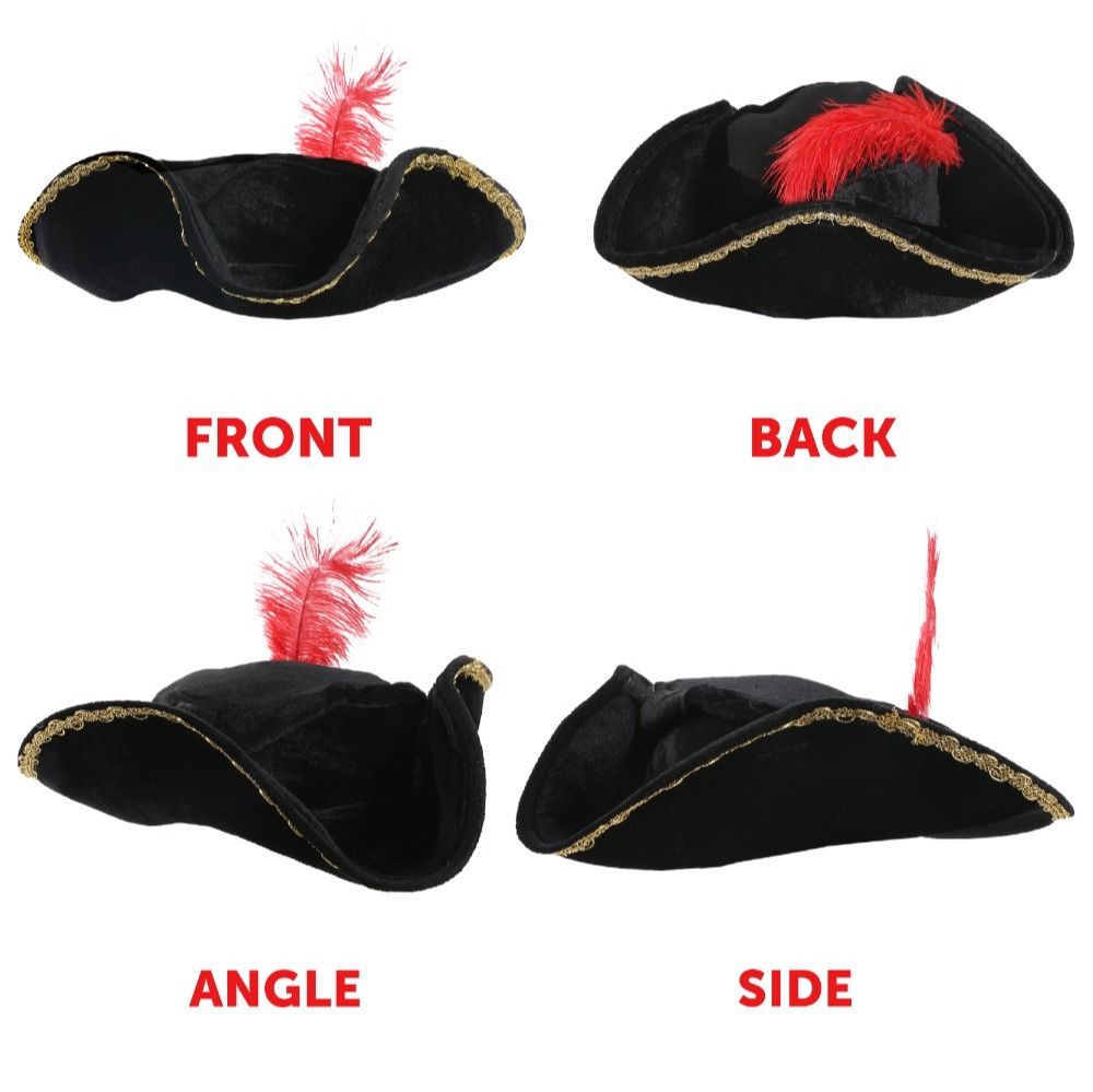 Childs Highway Rodent Accessory Set - Feather Tricorn Hat & Mask