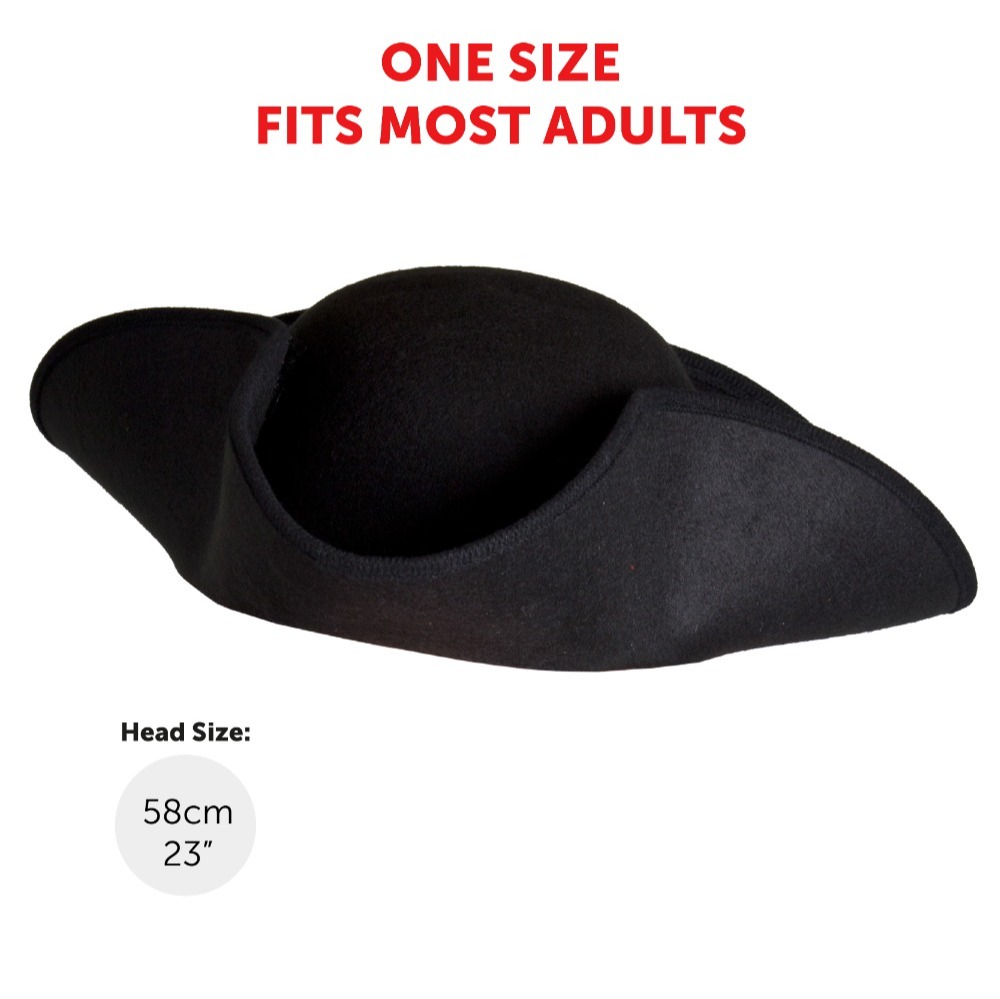 Adults Highway Man Costume - Shirt, Black Tricorn Hat, Cape, Nose, Mask, Sword
