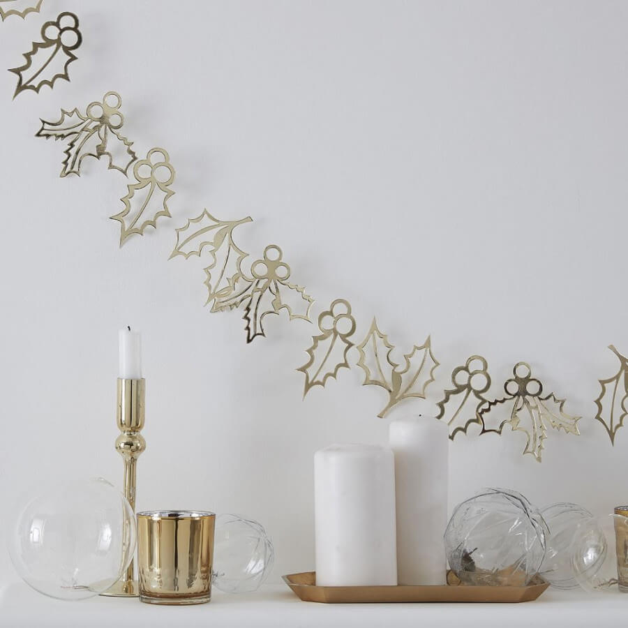 Click to view product details and reviews for Christmas Gold Holly Garland 2m.