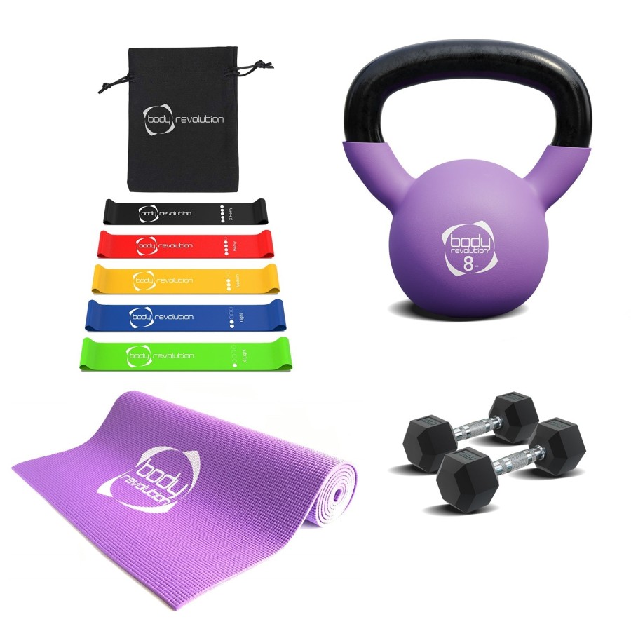 Home Strength Training Bundles - Dumbbells+ Kettlebell + Yoga Mat + Resistance Bands