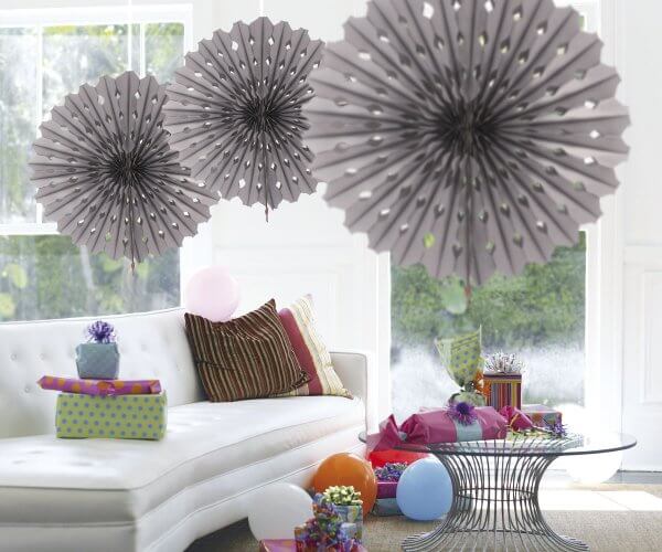 Click to view product details and reviews for Honeycomb Paper Fan Silver 45cm.