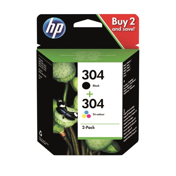 HP304 2Pack 3 Color Bk Orig Ink Cart - HP3JB05AE