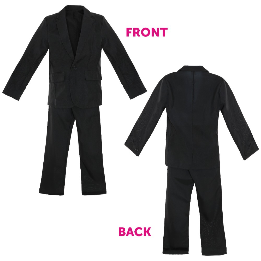 Boy Doll Costume - Black Suit, Wig & Black Bowtie