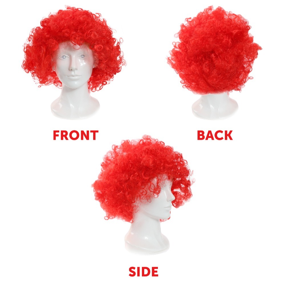 Red Nose Day Set- Red Nose, Afro Wig & Bow Sequin Tie
