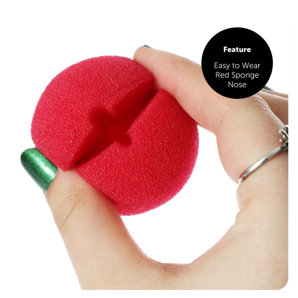 Red Nose Accessory Set - Nose, Bob Wig, Feather Boa, Fishnet Gloves, Tutu & Leg Warmers