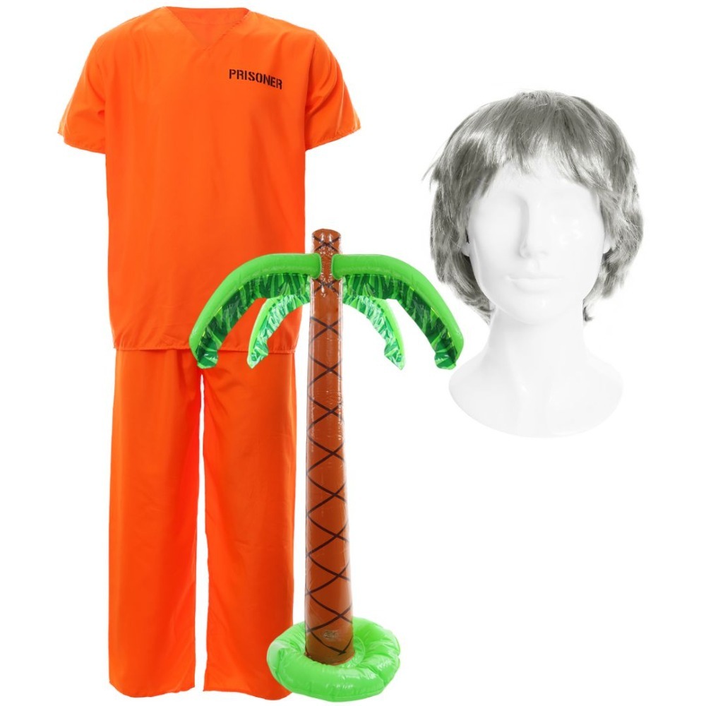 Click to view product details and reviews for Adults Island Prisoner Costume 4 Pcs Top Trousers Wig Inflatable Palm Tree Large.