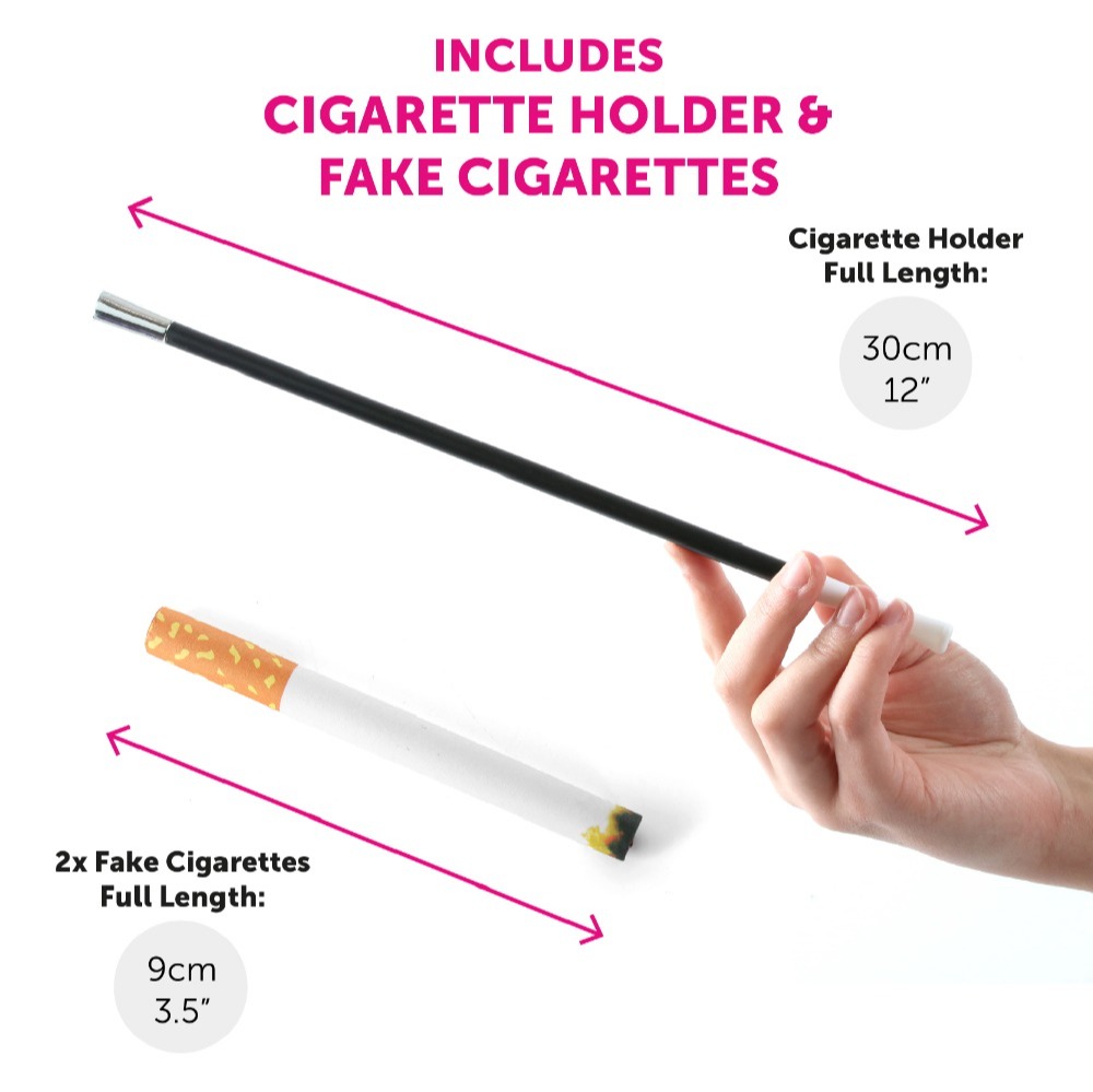 Evil Dog Lady Accessory Set - Cape, Crimped Wig, Red Velour Gloves & Fake Cigarettes