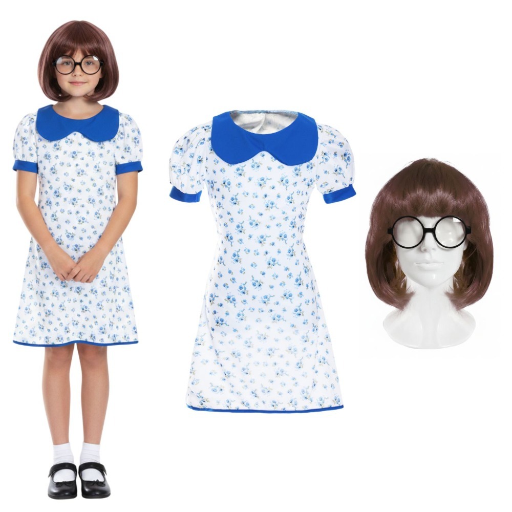 Click to view product details and reviews for Girls Kind Teacher Costume 3 Pcs Dress Brown Wig Glasses Large.