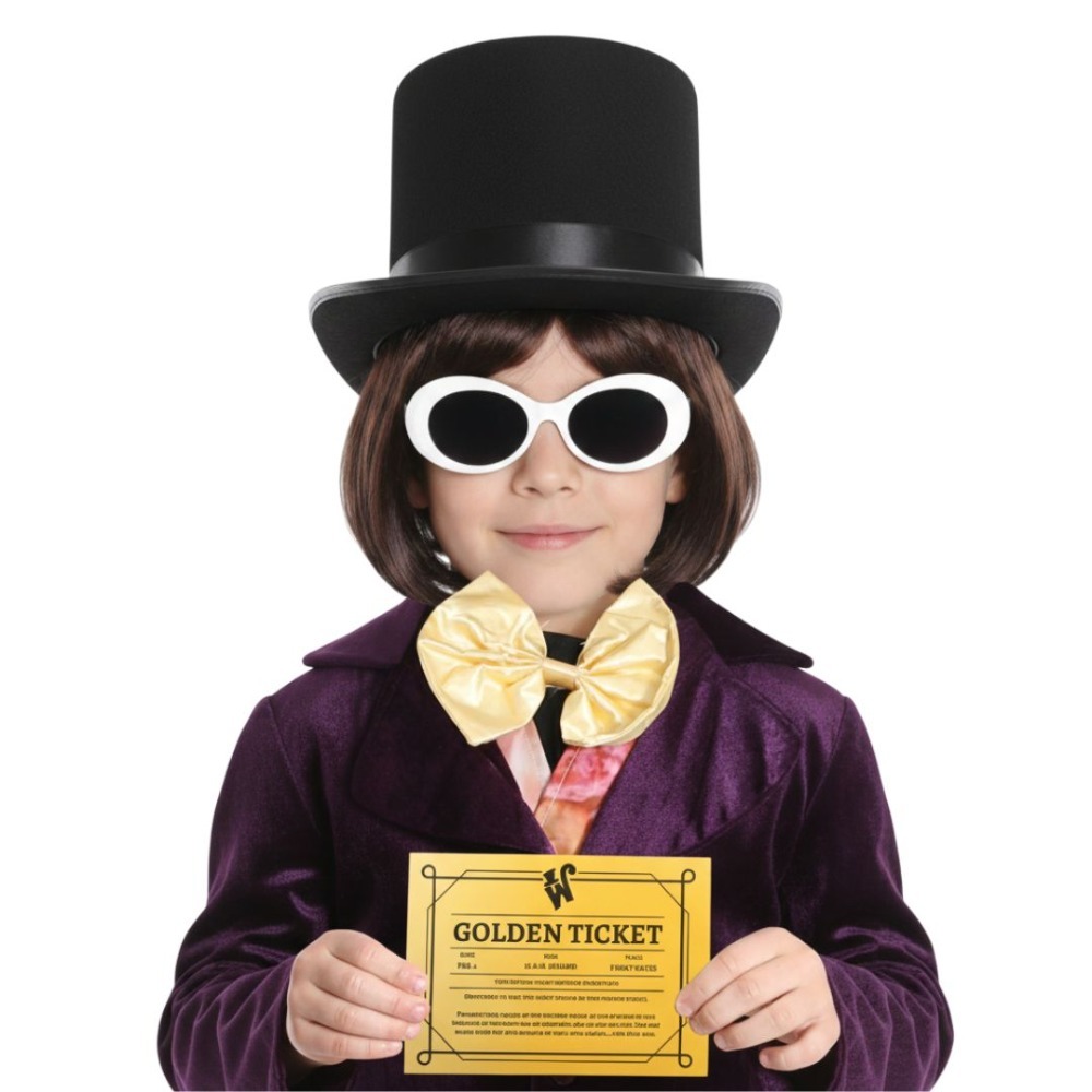 Click to view product details and reviews for Childs Chocolate Factory Boss Accessory Set 4 Pcs Hat Wig Glasses Golden Ticket.
