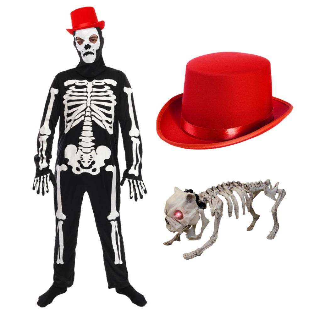 Adults Funny Bones Costume with Skeleton Dog