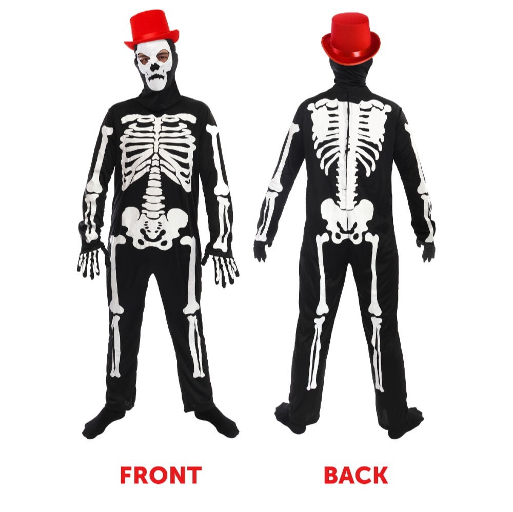 Adults Funny Bones Costume with Skeleton Dog