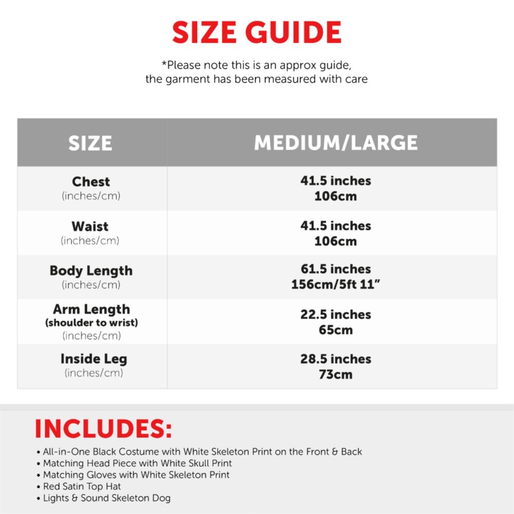 Adults Funny Bones Costume with Skeleton Dog