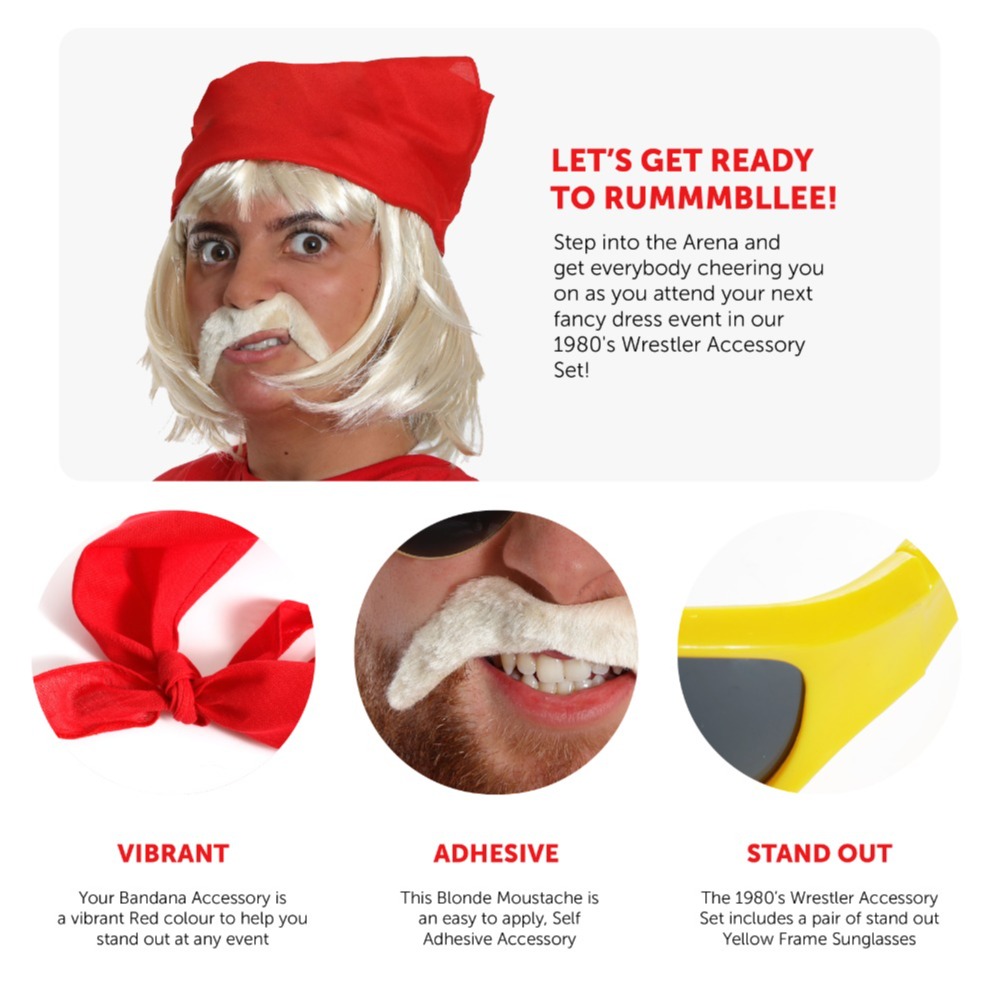 Deluxe Hulk Hogan Wrestling Costume Accessory Set