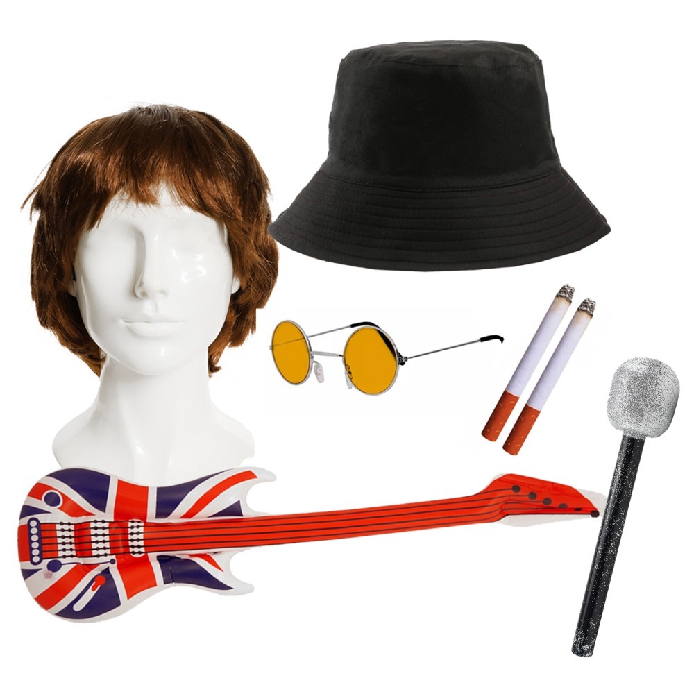 Click to view product details and reviews for Liam Gallagher Set Hat Wig Guitar Mic.