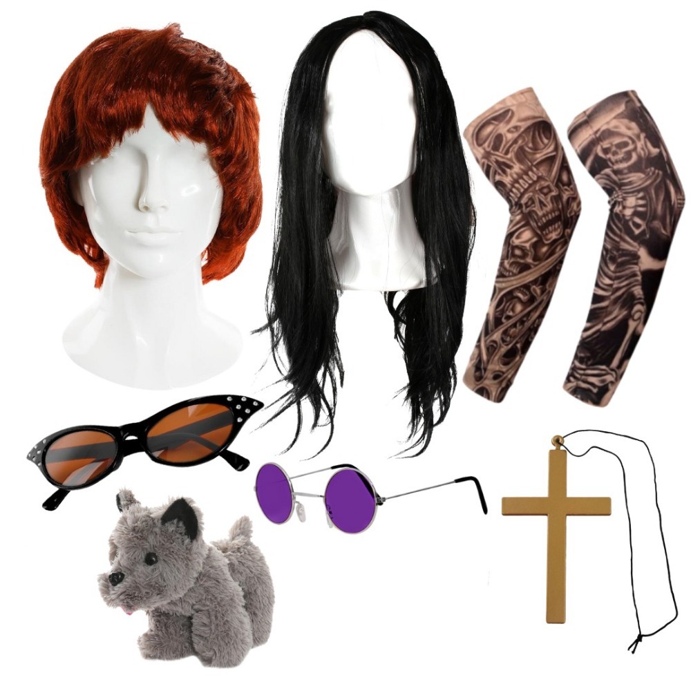 Click to view product details and reviews for Osbourne Couple Accessory Set 8 Pcs Wigs Glasses Necklace Tattoo Sleeves Toy Dog. Click to view product details and reviews for Osbourne Couple Accessory Set 8 Pcs Wigs Glasses Necklace Tattoo Sleeves Toy Dog.