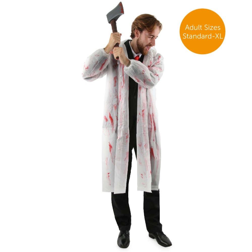 Adults Patrick Bateman Costume | 5 Pcs | Clear Jacket, Axe, Red Tie, Blood & Business Card