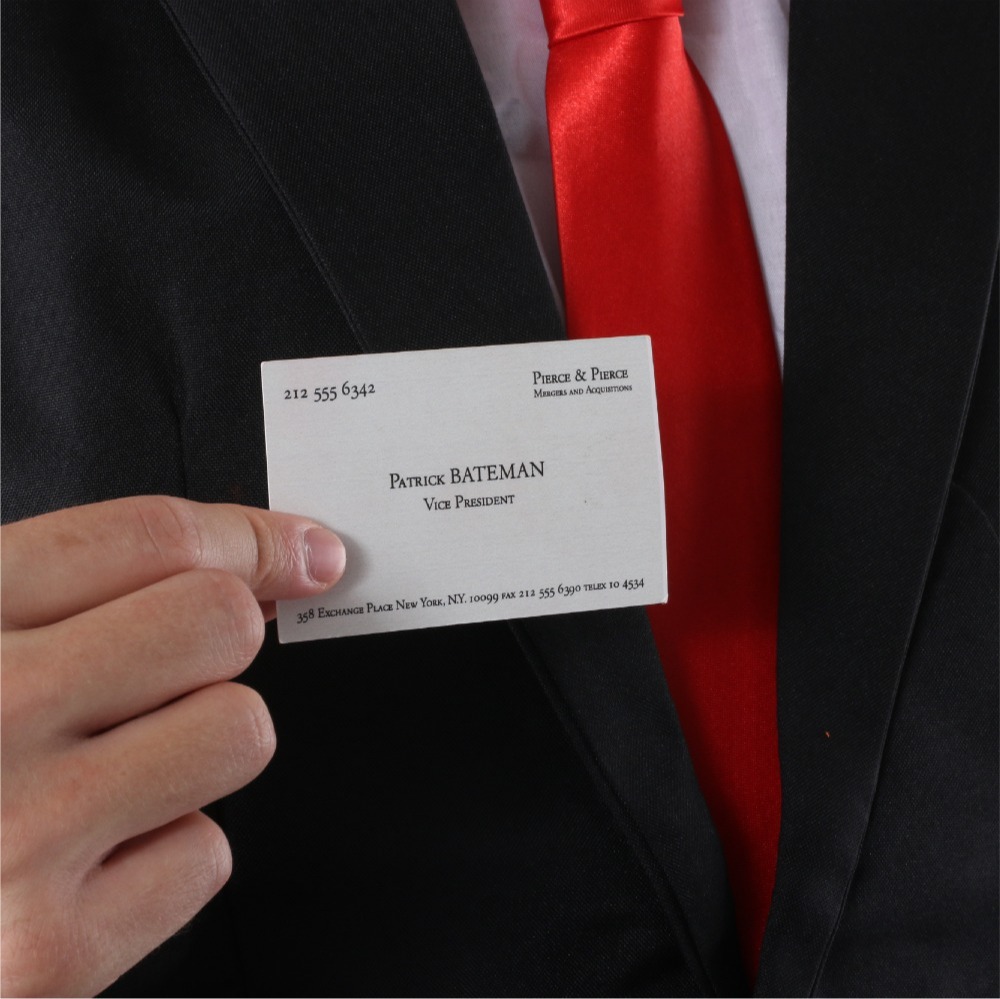 Patrick Bateman Accessory Set | Wig, Axe, Red Tie, Blood & Business Card