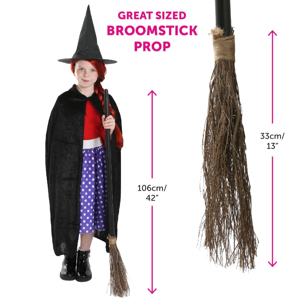 Child's Kind Witch Costume - Skirt, Cape, Hat & Broom