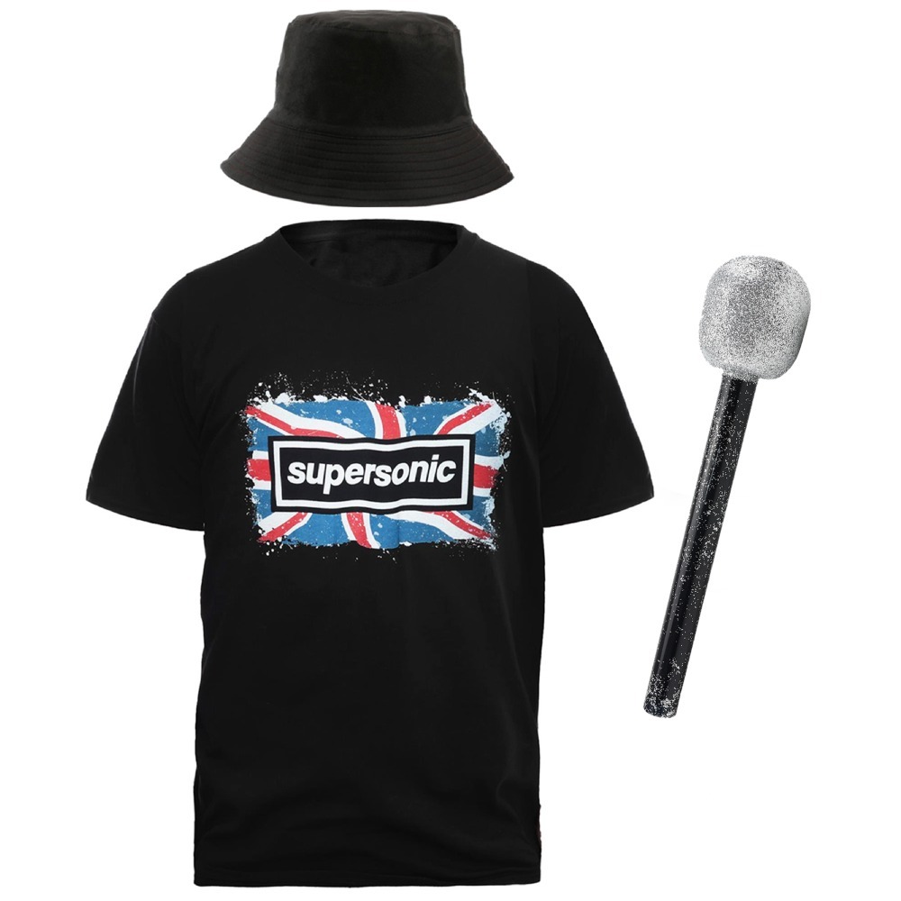 Click to view product details and reviews for Adults Britpop Costume Tee Hat Mic 2xl.