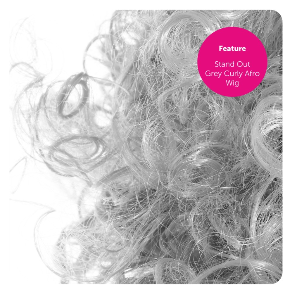 Adults Grandma Burglar Costume - Short Sleeve Top, Grey Afro Wig, Mask, Inflatable Walking Stick, Necklace & Swag Bag