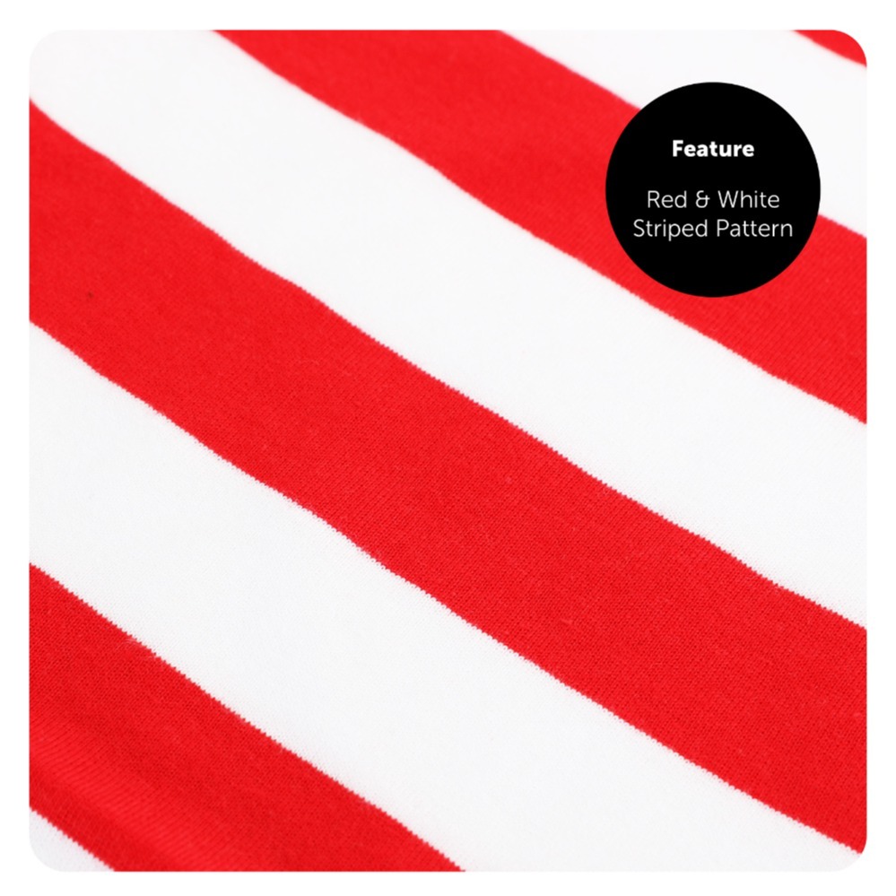 Adults Red and White Striped Short Sleeve Top