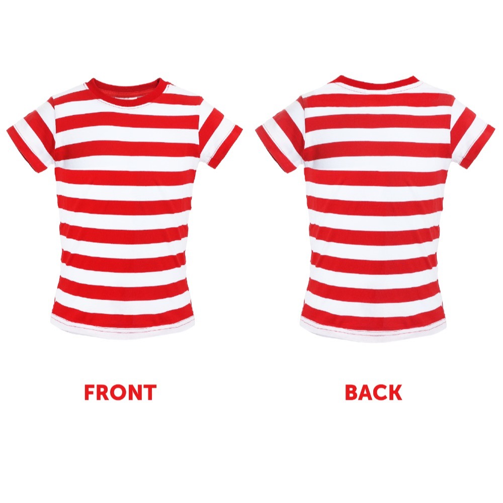 Adults Red and White Striped Short Sleeve Top