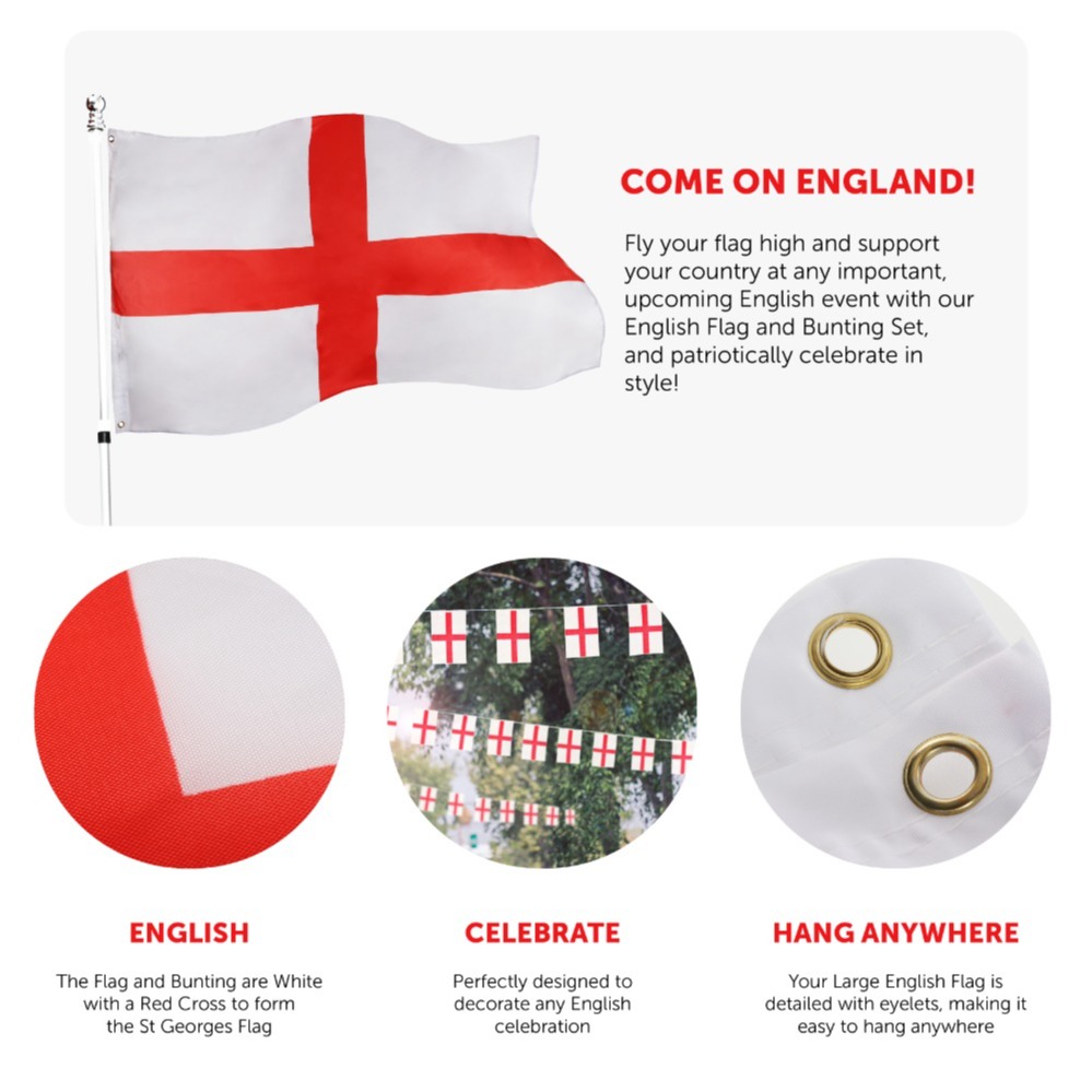 England St George's Cross Flag & Bunting Set
