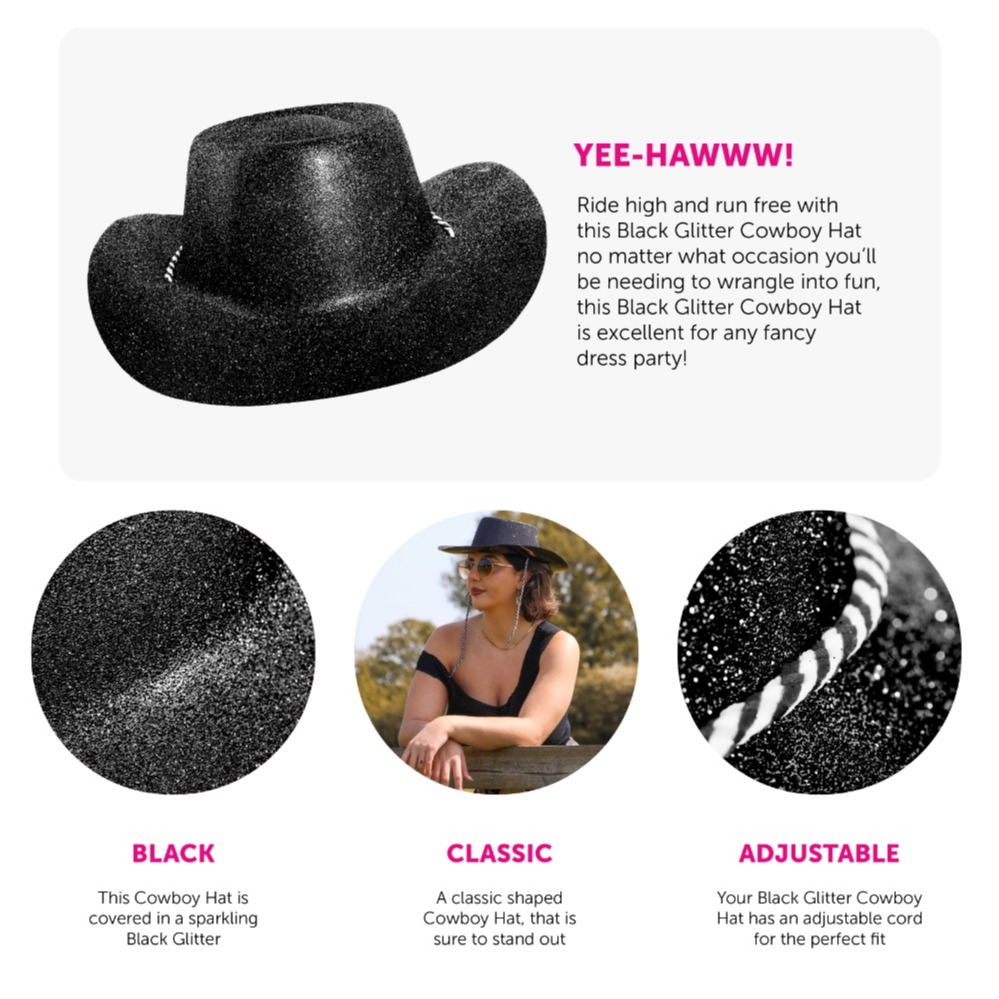 Black Glitter Cowboy Hat