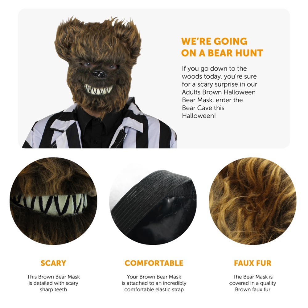 Scary Brown Furry Bear Mask