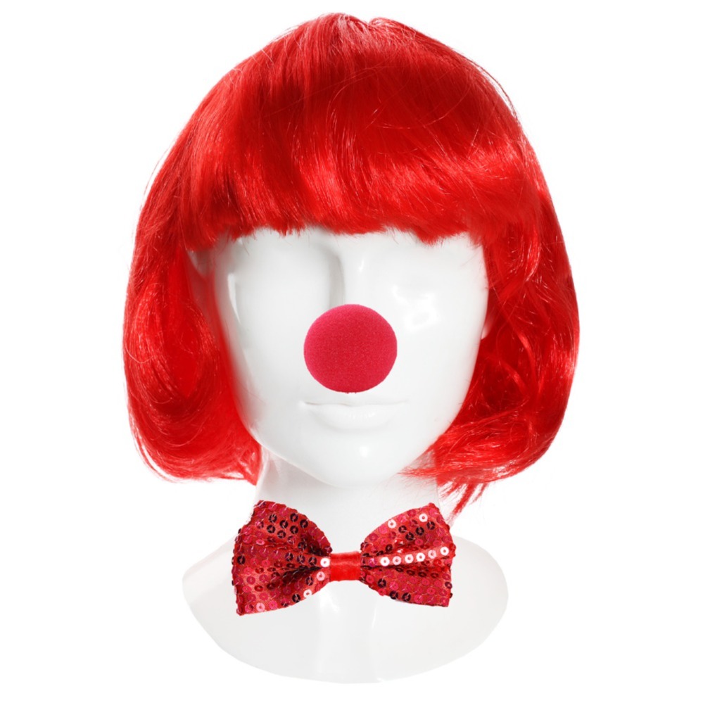 Click to view product details and reviews for Red Nose Bob Wig Sequin Bow Tie.