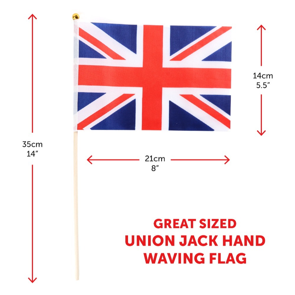 12 Union Jack Bowler Hats, 12 Hand Waving Flags & 24 Temporary Tattoos