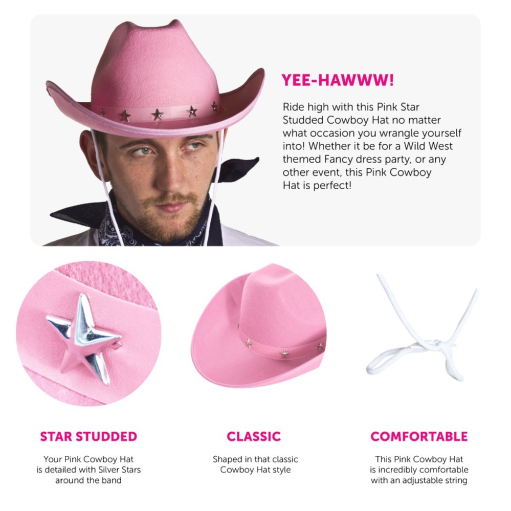 Pink Star Studded Cowboy Hat