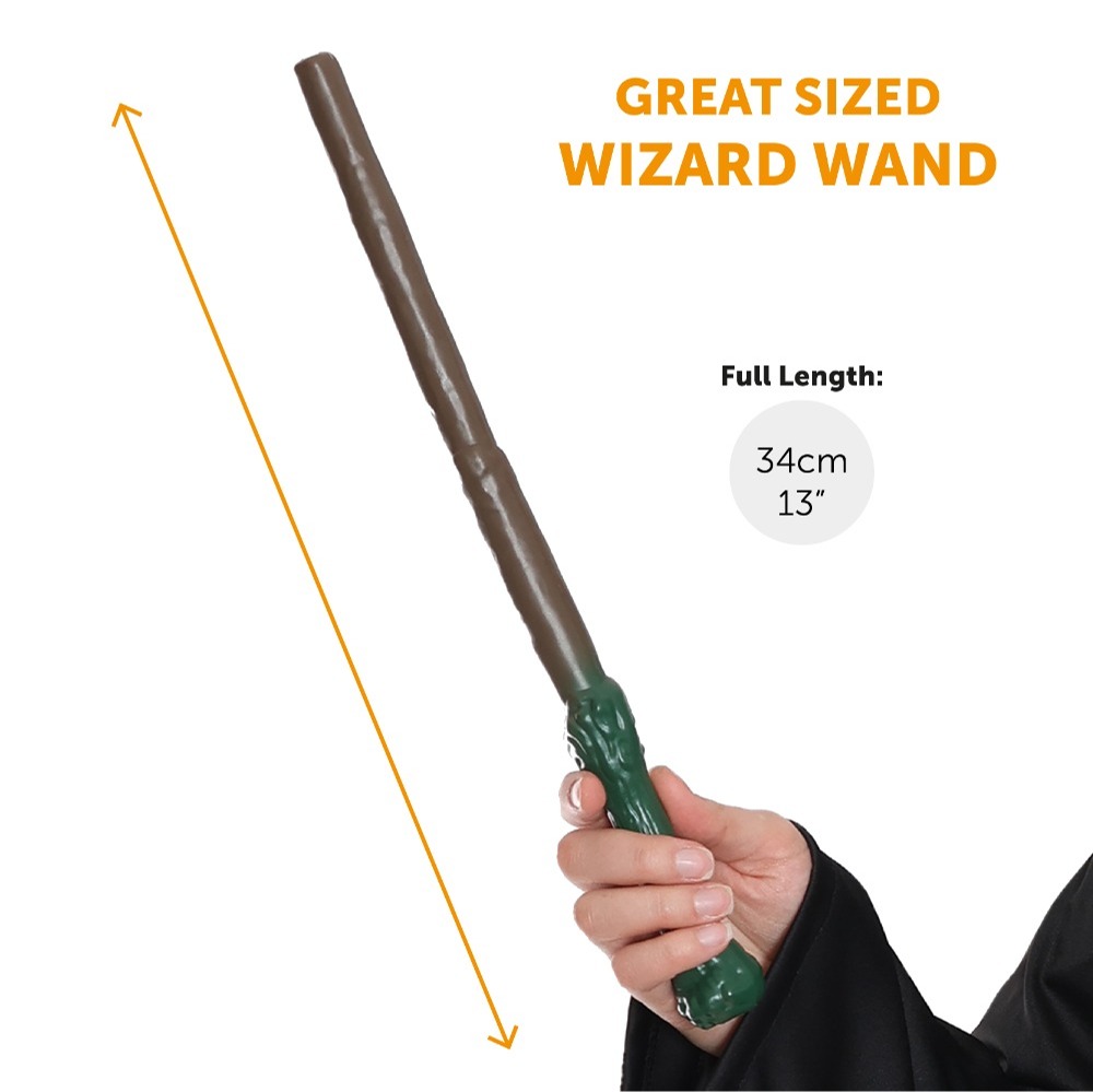 Brown Wizard Hat, Glasses & Wand
