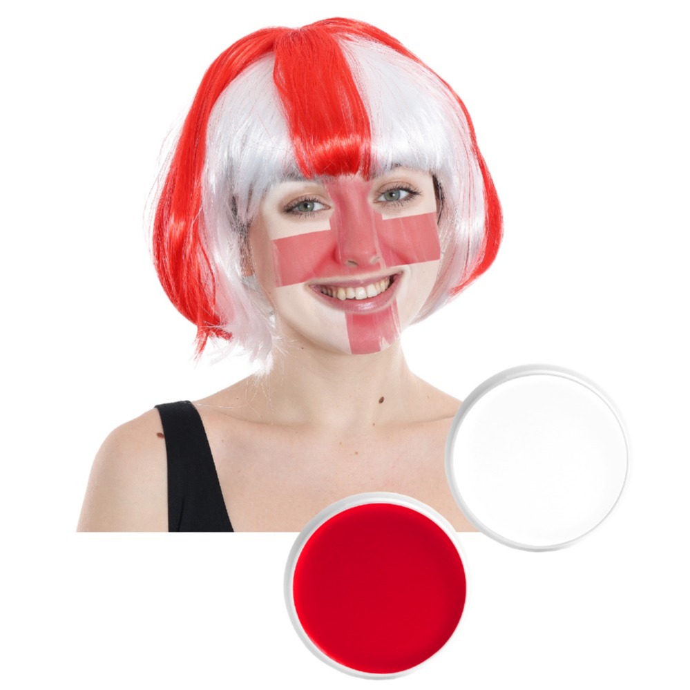 Click to view product details and reviews for England Bob Wig Red And White Face Paint Pack Of 24.