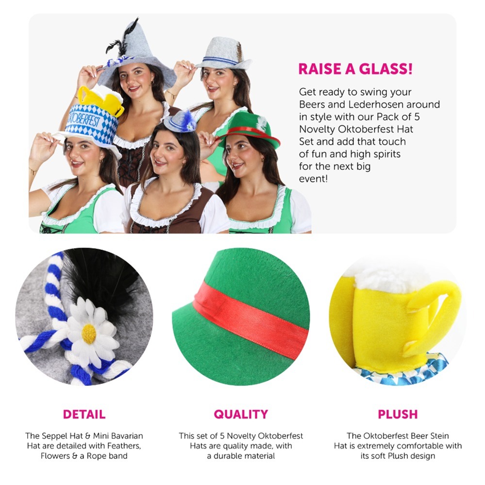5 Pack of Bavarian Hats