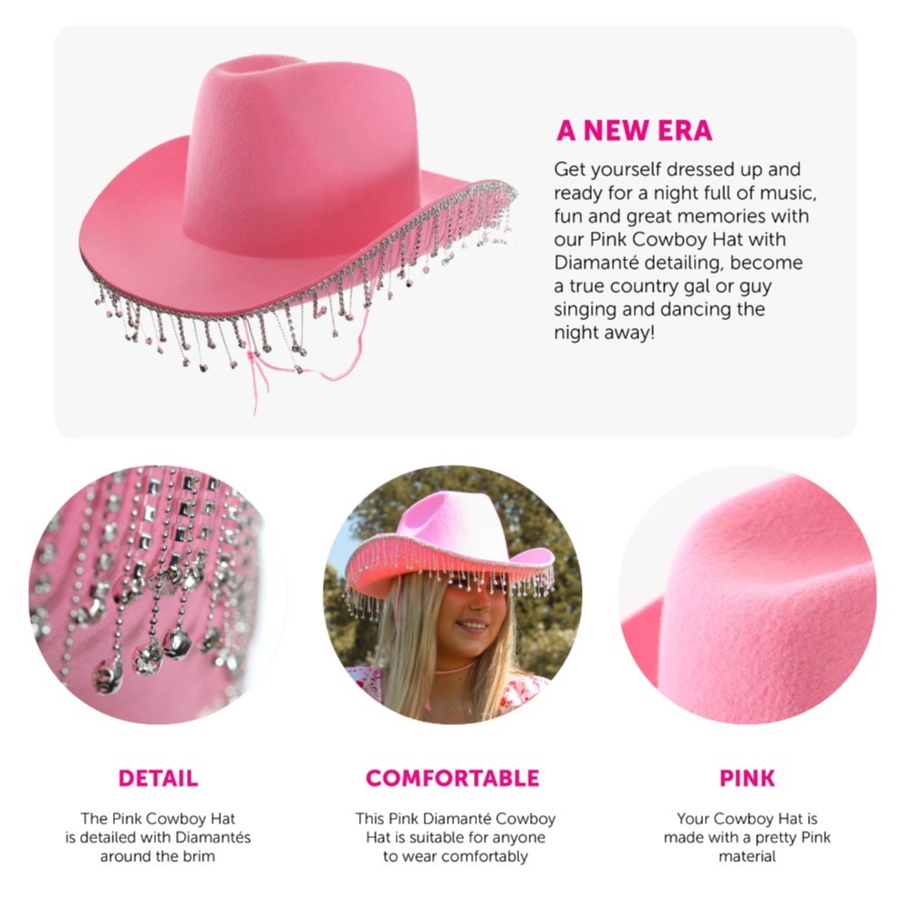 Pink Cowboy Hat with Diamantes