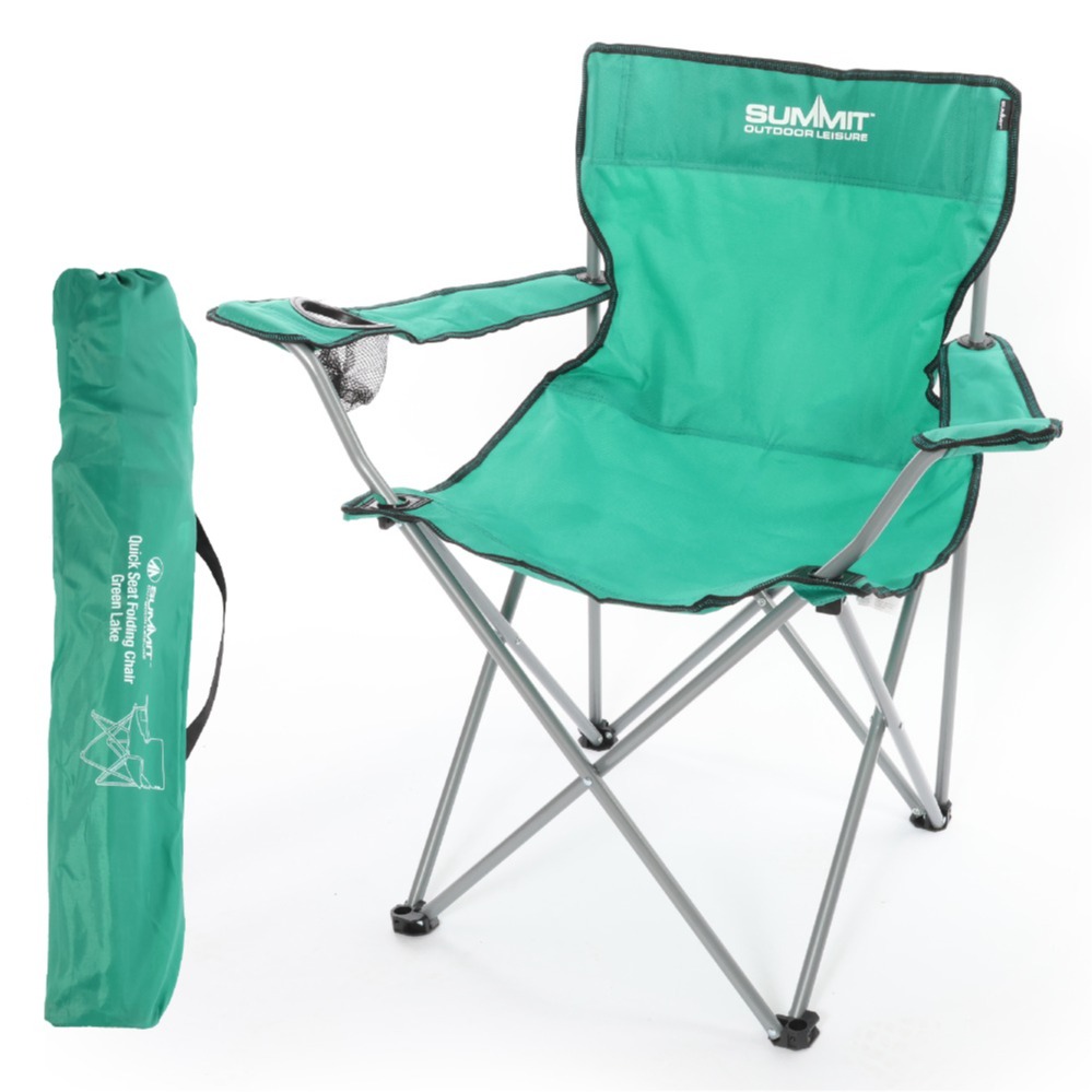 Green Folding Camping Chair – Lightweight Outdoor Seat with Cup Holder | Available in Singles & Multi-Packs – Ideal for Camping, Festivals & Garden Use (84cm Height)