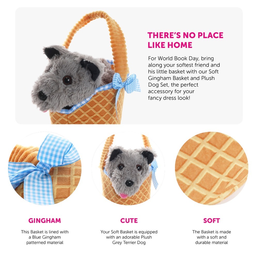 Soft Gingham Basket & Toto Dog Toy Set