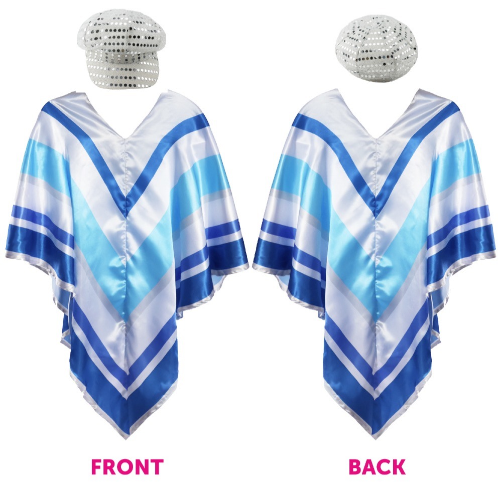 Adults 70's Pop Poncho with Silver Microphone