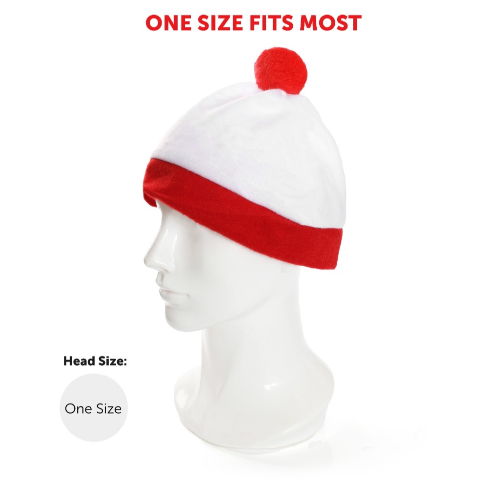 Adults Find Me Costume - Long Sleeve Top, Bobble Hat & Round Glasses