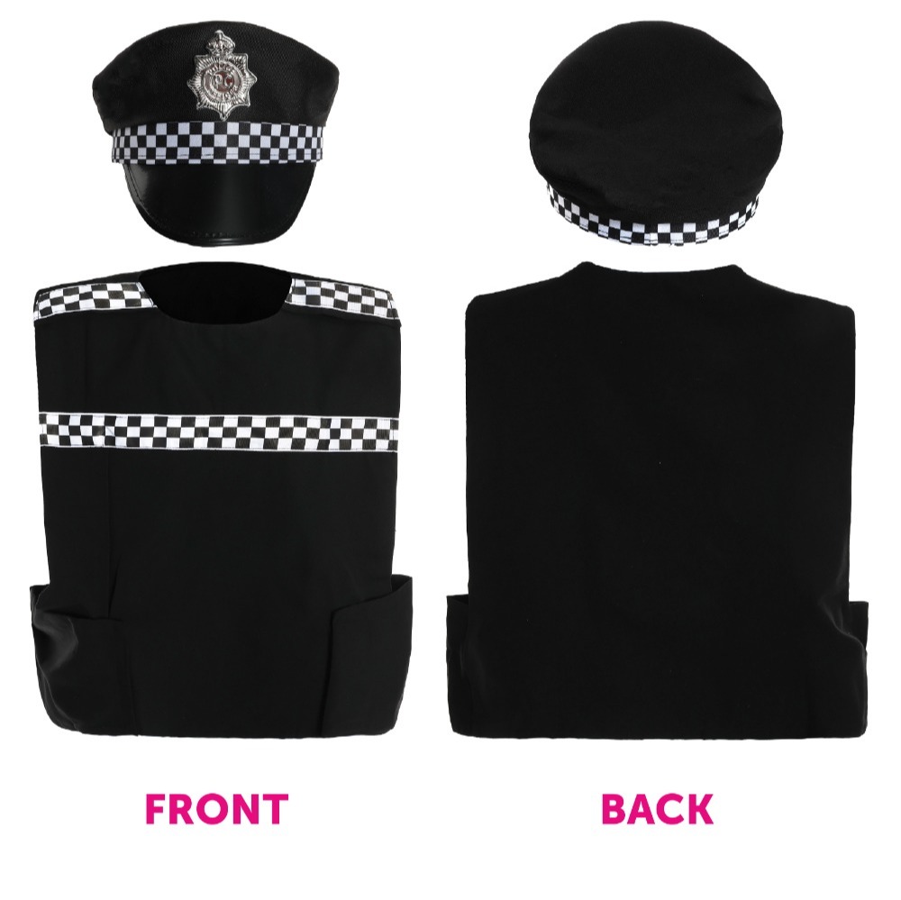 Adults Police Officer Costume - Vest, Hat & 10 Piece Set
