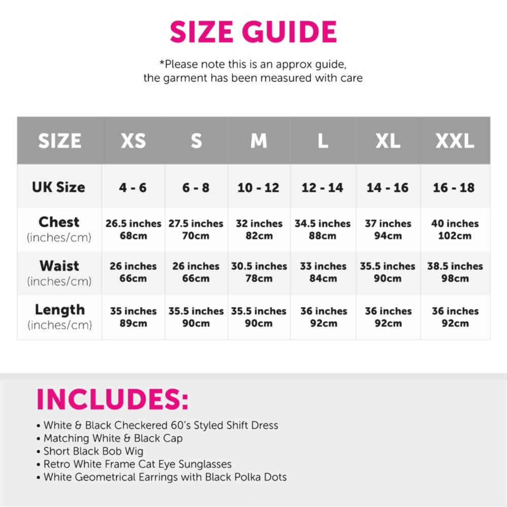 Ladies 1960's Mod Costume | 5 Pcs | Dress, Hat, Wig, Glasses & Earrings