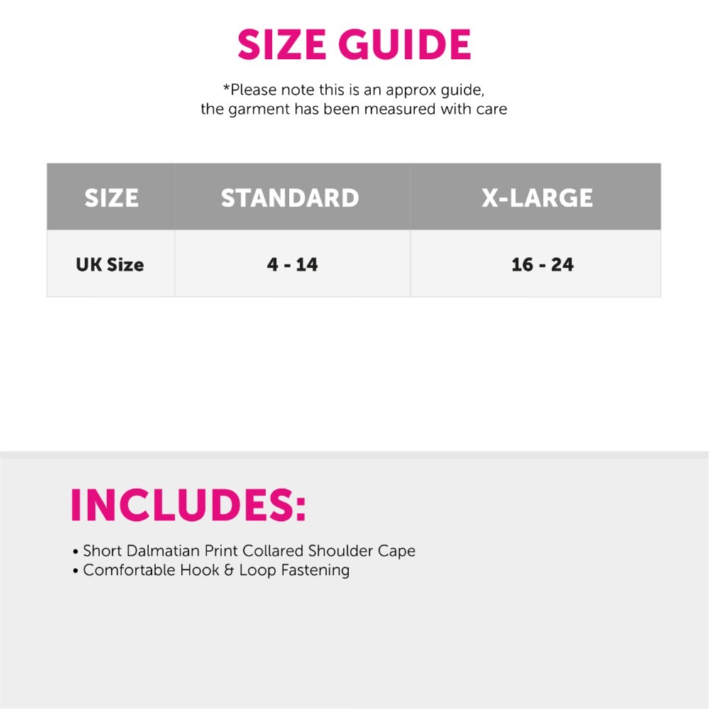 Ladies Dalmatian Print Cape - Evil Dog Lady Cape Costume